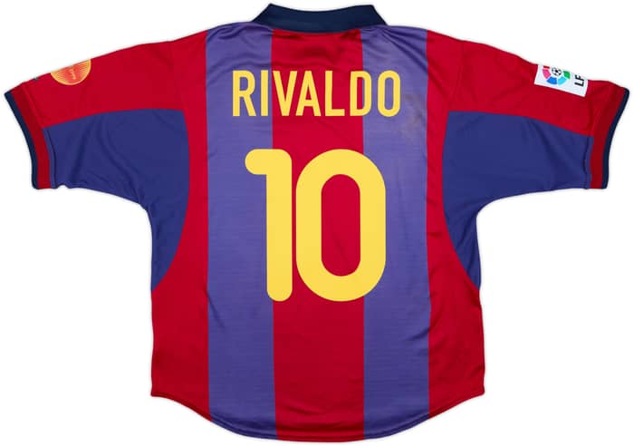 2000-01 Barcelona Home Shirt Rivaldo #10 - 8/10 - (M)