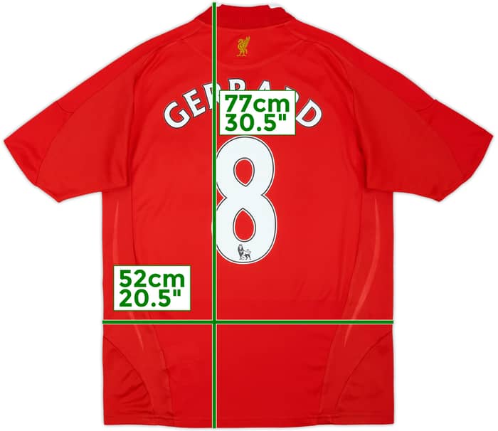 2008-10 Liverpool Camiseta Local Gerrard #8 - 7/10 - (XL.JUVENIL)