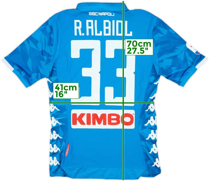 2018-19 Napoli Home Shirt R.Albiol #33 - 7/10 - (M)