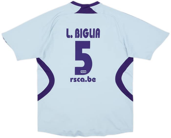 2007-08 Anderlecht Away Shirt L.Biglia #5 - 6/10 - (M.Boys)