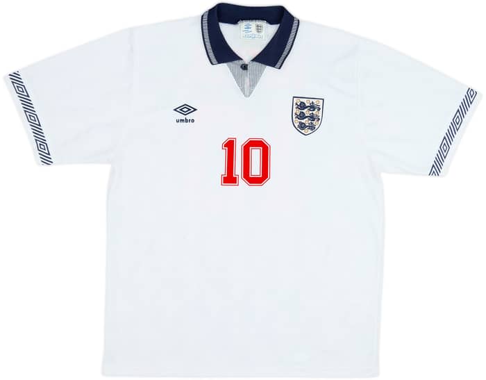 1990-92 England Home Shirt Lineker #10 - 9/10 - (L)