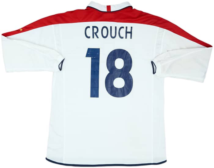 2003 England U-21 Match Issue Home L/S Shirt Crouch #18 (v Serbia & Montenegro)