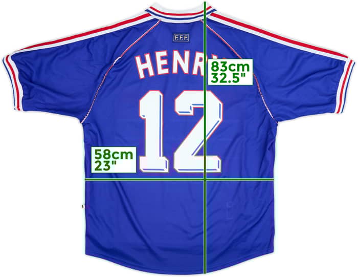 1998-00 France Home Shirt Henry #12 - 9/10 - (XL)