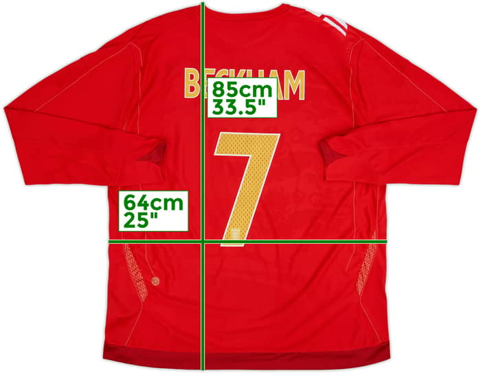 Camiseta de visitante de manga larga de England 2006-08 Beckham #7 - 8/10 - (3XL)