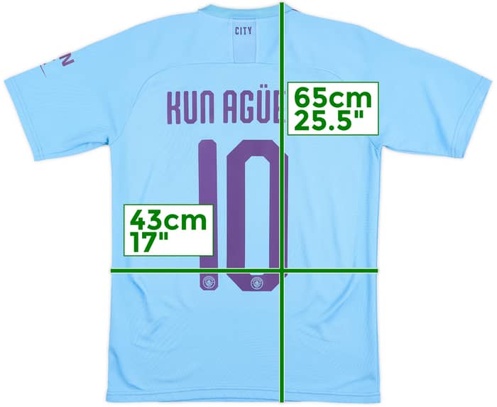 2019-20 Manchester City Home Shirt Kun Aguero #10 - 8/10 - (S)