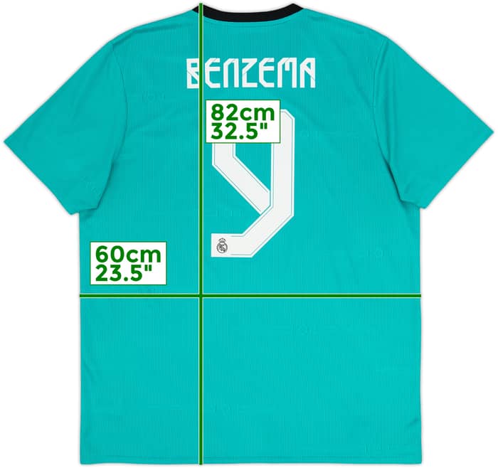 Camiseta de la tercera equipación del Real Madrid 2021-22 Benzema #9 - 7/10 - (XL)