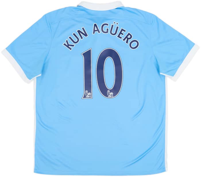 2015-16 Manchester City Home Shirt Kun Aguero #10 - 9/10 - (XL)
