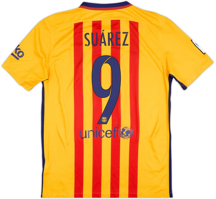 2015-16 Barcelona Away Shirt Suarez #9 - 7/10 - (M)