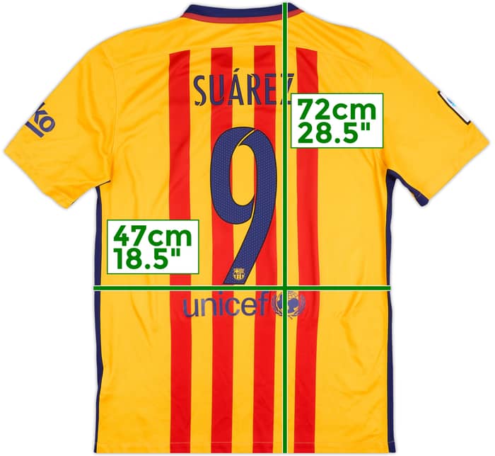 2015-16 Barcelona Away Shirt Suarez #9 - 7/10 - (M)