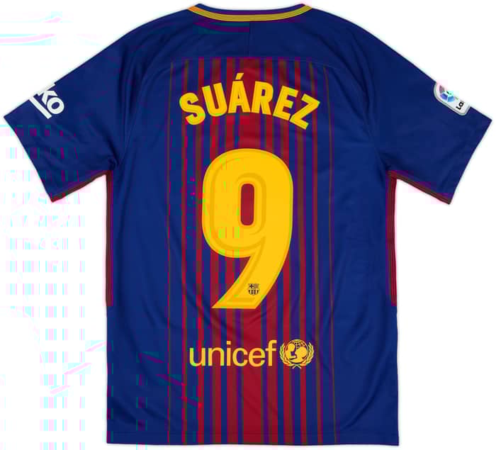 2017-18 Barcelona Home Shirt Suarez #9 - 9/10 - (S)