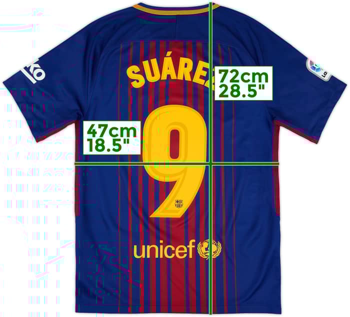 2017-18 Barcelona Home Shirt Suarez #9 - 9/10 - (S)