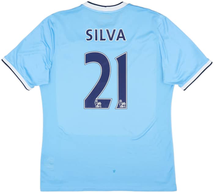 2013-14 Manchester City Player Issue Home Shirt Silva #21 - 7/10 - (XL)