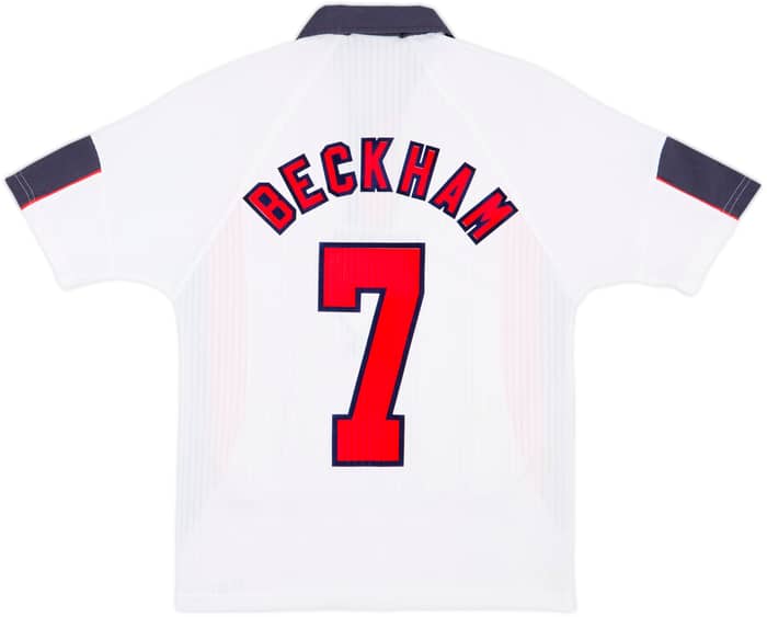 1997-99 England Home Shirt Beckham #7 - 7/10 - (Y)