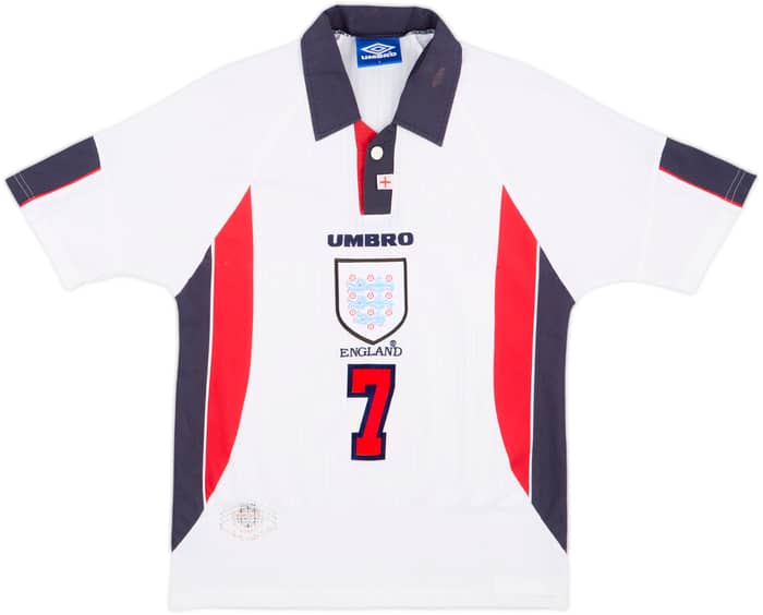 1997-99 England Home Shirt Beckham #7 - 7/10 - (Y)