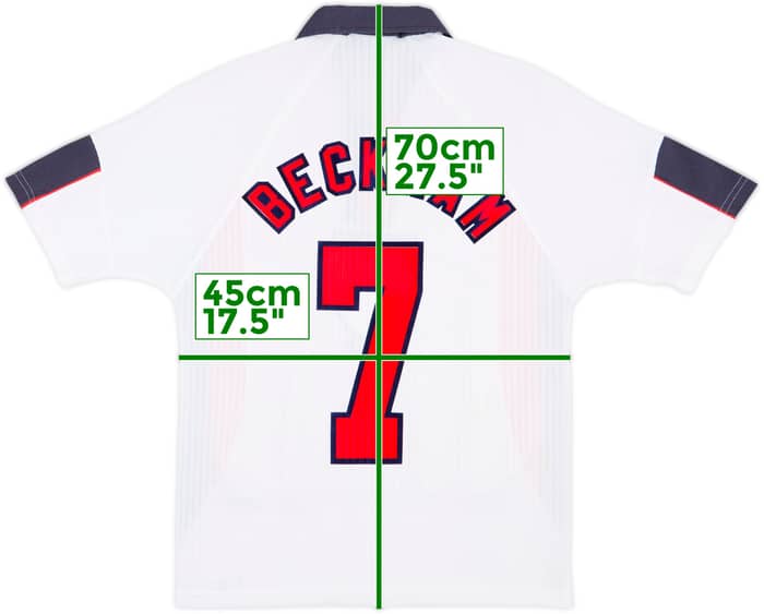 1997-99 England Home Shirt Beckham #7 - 7/10 - (Y)