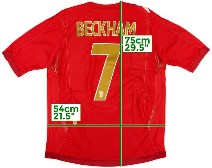 2006-08 England Away Shirt Beckham #7 - 6/10 - (L)