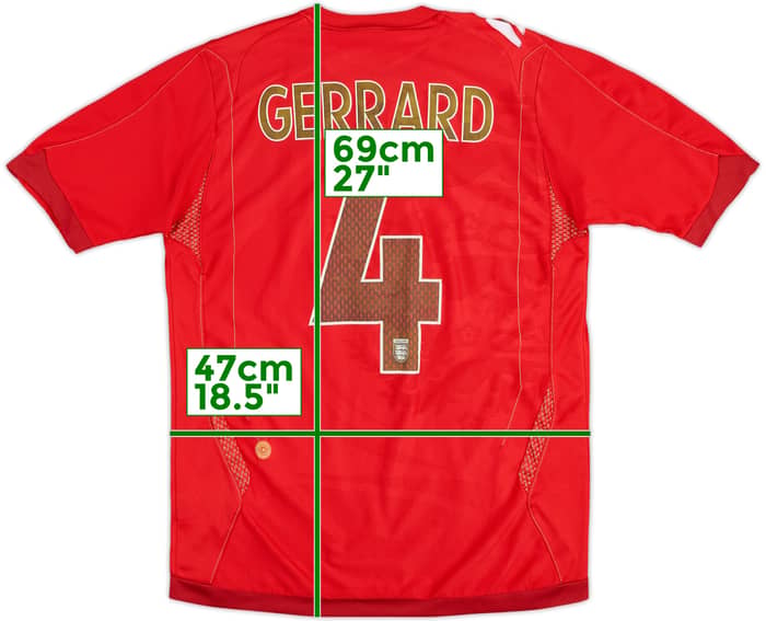 2006-08 England Away Shirt Gerrard #4 - 5/10 - (S)