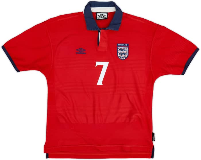 1999-01 Inglaterra Camiseta Visitante Beckham #7 - 8/10 - (XL.Niños)