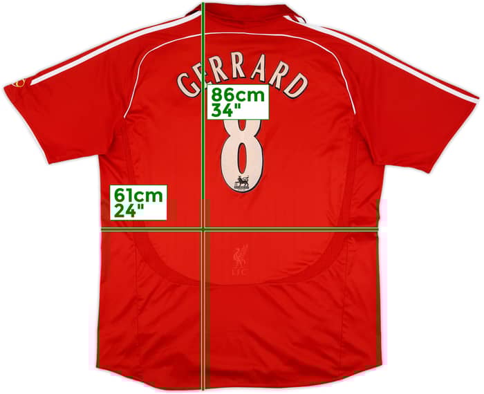 2006-08 Liverpool Home Shirt Gerrard #8 - 6/10 - (XXL)