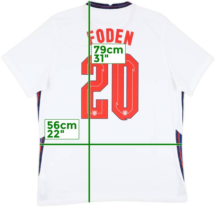 2020-22 England Home Shirt Foden #20 - 6/10 - (XL)