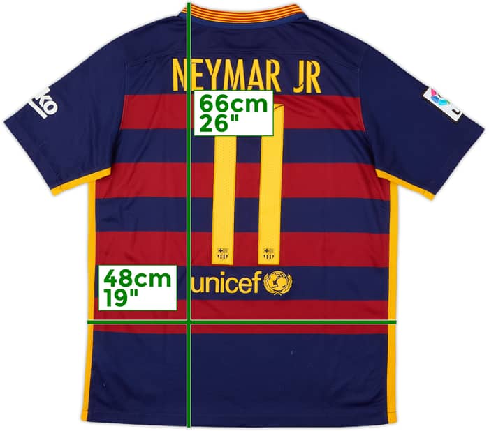 2015-16 Barcelona Home Shirt Neymar Jr #11 - 8/10 - (XL.Boys)