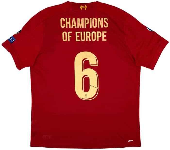 2019-20 Liverpool Home Shirt Champions of Europe #6 - 9/10 - (XL)