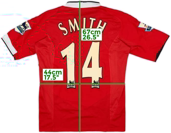 2004-06 Manchester United Home Shirt Smith #14 - 6/10 - (S)