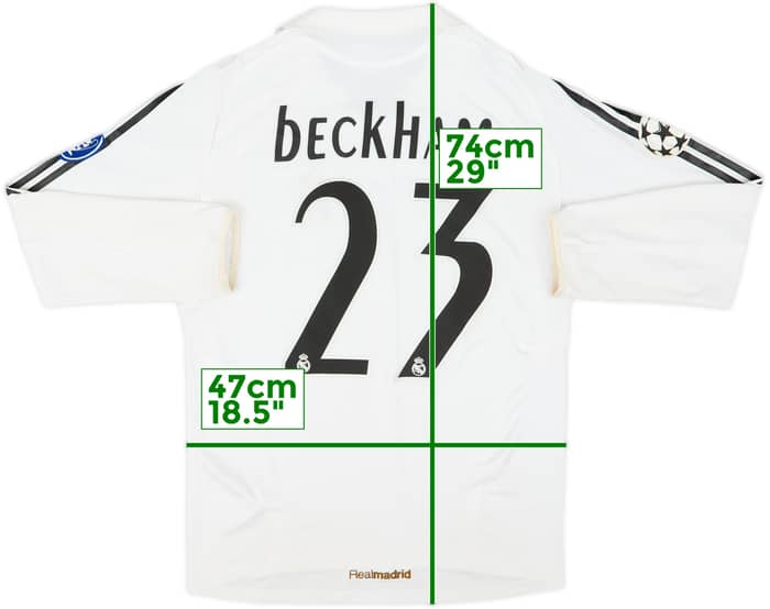 2005-06 Real Madrid Home L/S Shirt Beckham #23 - 4/10 - (S)