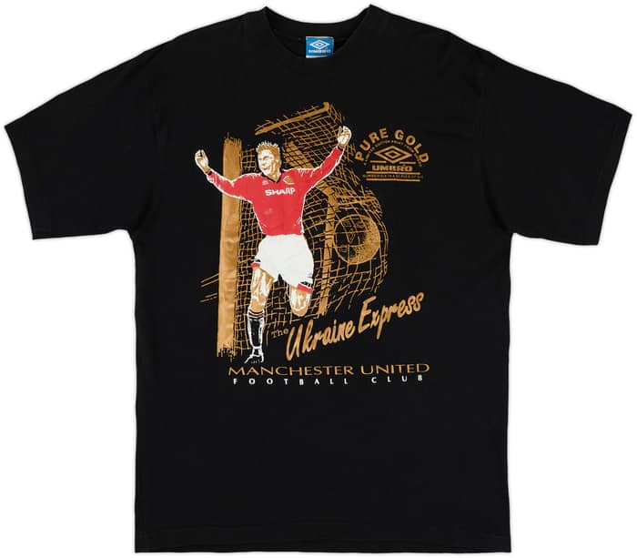 1994-96 Manchester United Umbro Graphic Tee Kanchelskis #14 - 8/10 - (L)
