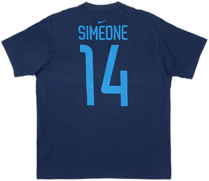 2001-02 Argentina Nike Cotton Tee Simeone #14 - 7/10 - (L)