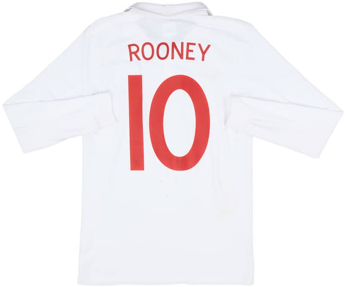 2009-10 England Home L/S Shirt Rooney #10 - 8/10 - (S)