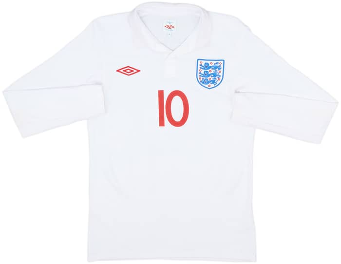 2009-10 England Home L/S Shirt Rooney #10 - 8/10 - (S)