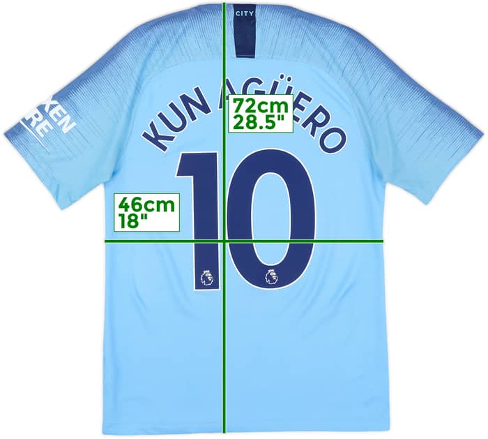 2018-19 Manchester City Home Shirt Kun Aguero #10 - 6/10 - (S)
