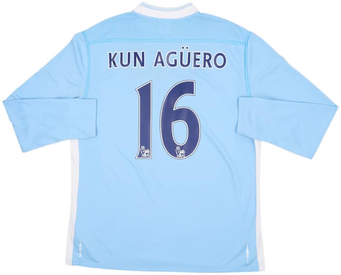 2011-12 Manchester City Home L/S Shirt Kun Aguero #16 - 5/10 - (L)