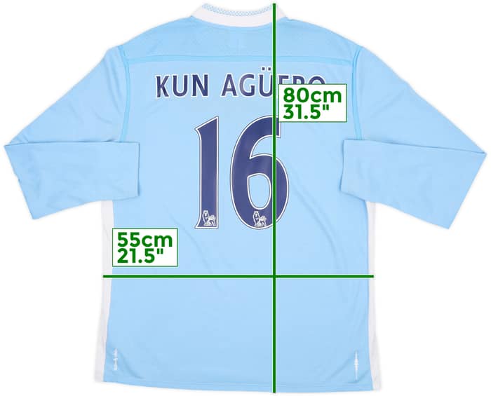 2011-12 Manchester City Home L/S Shirt Kun Aguero #16 - 5/10 - (L)