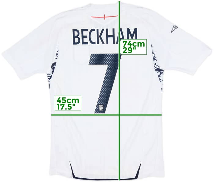 2007-09 England Home Shirt Beckham #7 - 6/10 - (S)