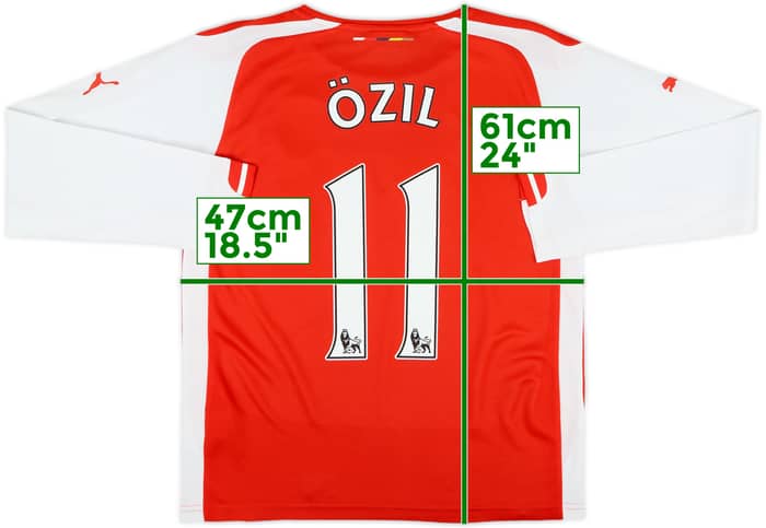 2014-15 Arsenal Home L/S Shirt Ozil #11 - 8/10 - (XL.Boys)