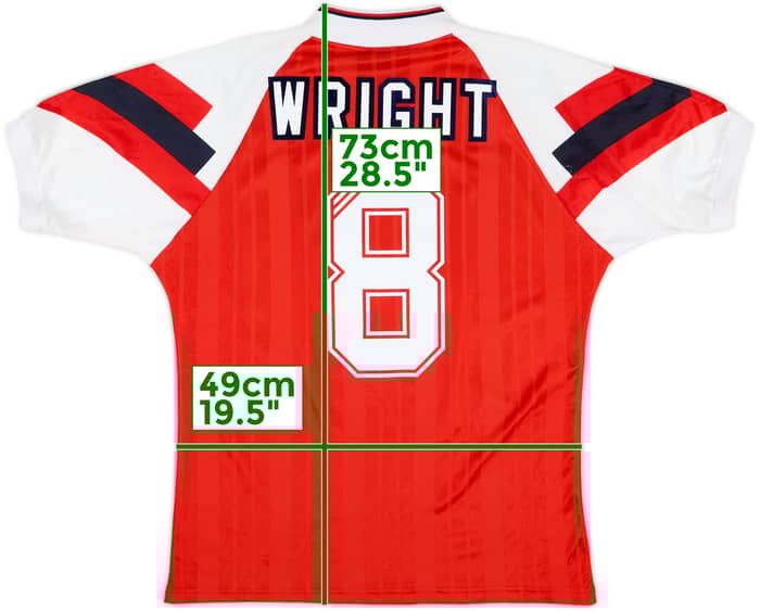 1992-94 Arsenal Home Shirt Wright #8 - 7/10 - (M)