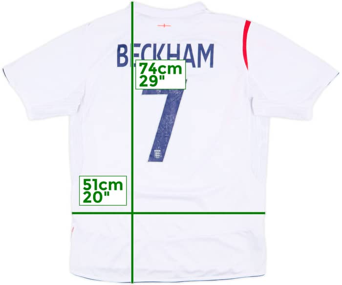 2005-07 England Home Shirt Beckham #7 - 5/10 - (L)
