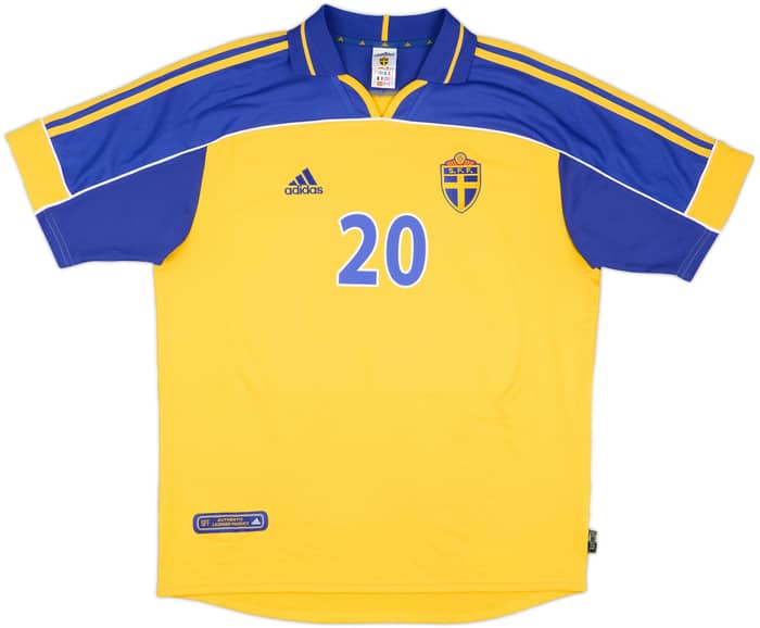2000-02 Sweden Home Shirt Larsson #20 - 8/10 - (L)