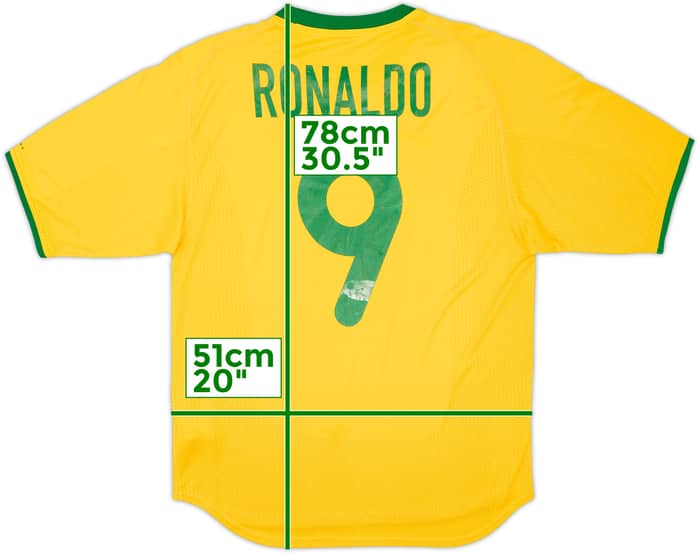 2000-02 Brazil Home Shirt Ronaldo #9 - 6/10 - (M)