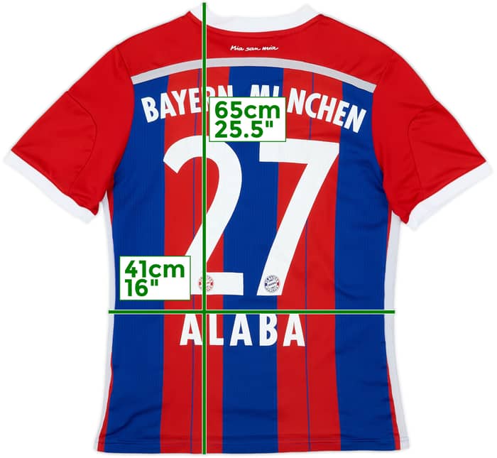 2015-16 Bayern Munich Home Shirt Alaba #27 - 6/10 - (L.Boys)