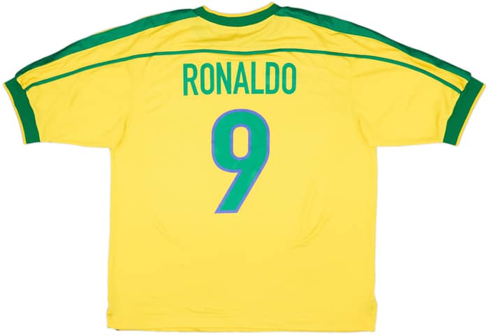 1998-00 Brazil Home Shirt Ronaldo #9 - 8/10 - (L)
