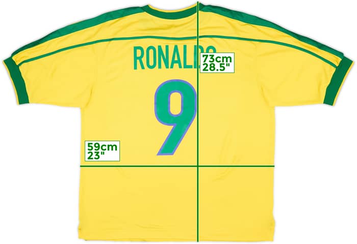 1998-00 Brazil Home Shirt Ronaldo #9 - 8/10 - (L)