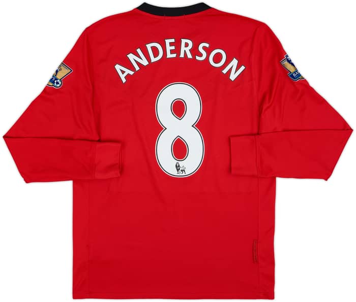 2009-10 Manchester United Home L/S Shirt Anderson #8 - 8/10 - (S)
