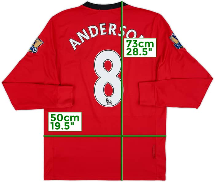 2009-10 Manchester United Home L/S Shirt Anderson #8 - 8/10 - (S)