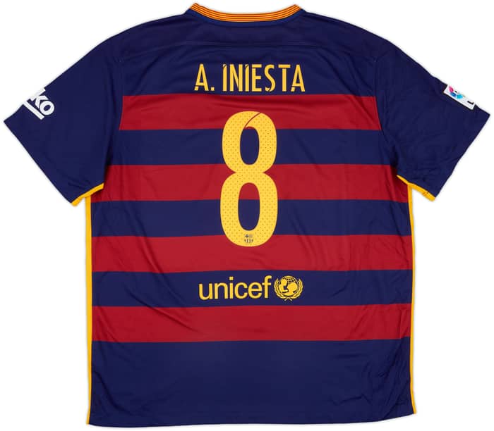 2015-16 Barcelona Home Shirt A.Iniesta #8 - 7/10 - (XXL)