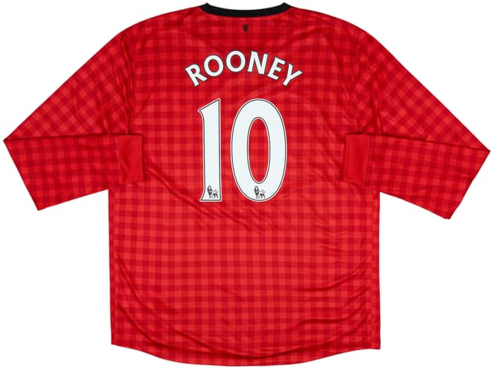 2012-13 Manchester United Home L/S Shirt Rooney #10 - 8/10 - (XL)