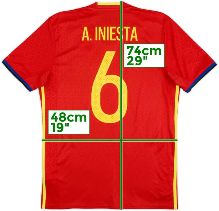 2016-17 Spain Home Shirt A. Iniesta #6 - 10/10 - (M)