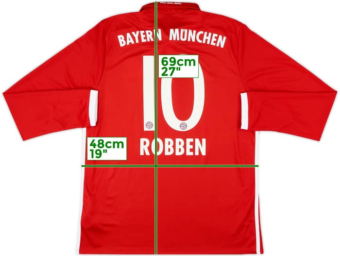2016-17 Bayern Munich Home L/S Shirt Robben #10 - 8/10 - (L)